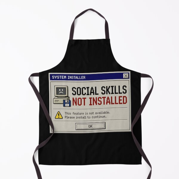 Item preview, Social Skills Not Installed – Retro Computer Error Humor Design designed and sold by Mad Factory Designs.
