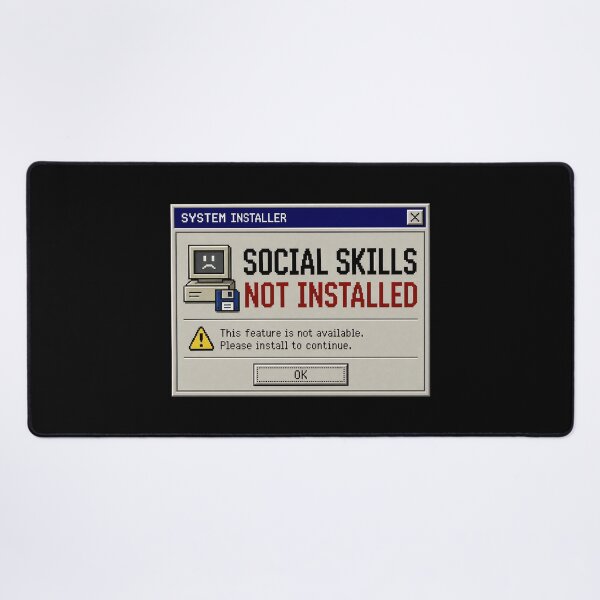 Item preview, Social Skills Not Installed – Retro Computer Error Humor Design designed and sold by Mad Factory Designs.