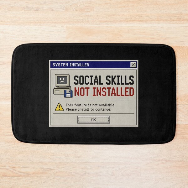 Item preview, Social Skills Not Installed – Retro Computer Error Humor Design designed and sold by Mad Factory Designs.