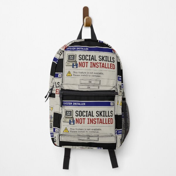 Item preview, Social Skills Not Installed – Retro Computer Error Humor Design designed and sold by Mad Factory Designs.