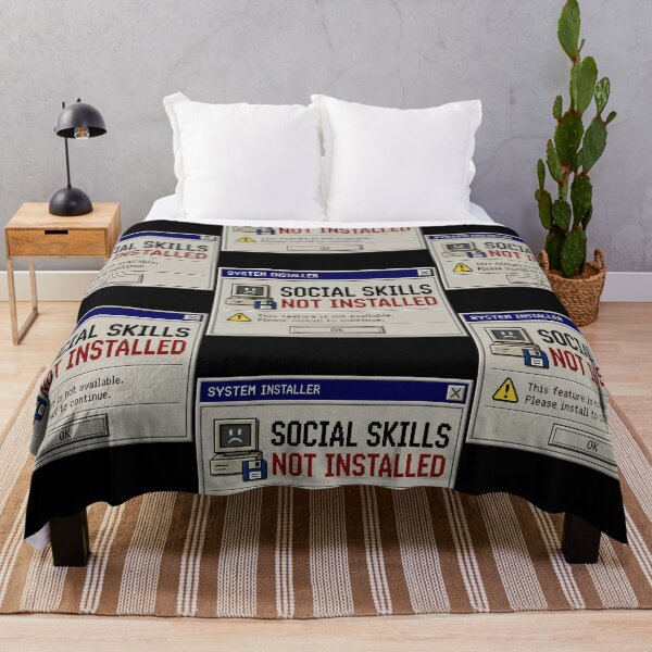 Item preview, Social Skills Not Installed – Retro Computer Error Humor Design designed and sold by Mad Factory Designs.