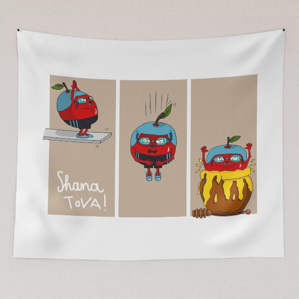 Item preview, Shana Tova Dive – Funny Honey Dipped Apple Art designed and sold by MyxaART.