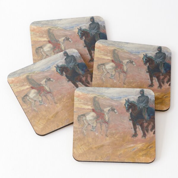 Item preview, Deux Chevaliers En Armure by Henri de Toulouse-Lautrec: Vintage Equestrian Knight Fine Art Print designed and sold by artofuniverse.
