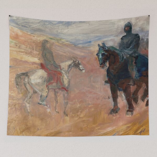 Item preview, Deux Chevaliers En Armure by Henri de Toulouse-Lautrec: Vintage Equestrian Knight Fine Art Print designed and sold by artofuniverse.