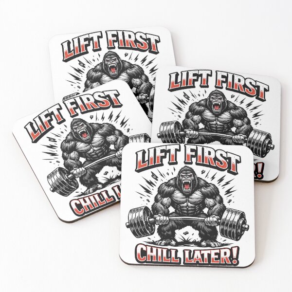 Item preview, Lift First Chill Later Angry Gorilla Weightlifting Gym Motivational designed and sold by Owcomm.