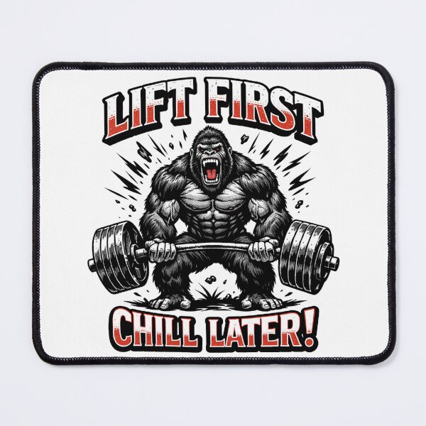 Item preview, Lift First Chill Later Angry Gorilla Weightlifting Gym Motivational designed and sold by Owcomm.