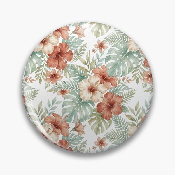 Item preview, Vintage Hawaiian Red Hibiscus and Sage Monstera Leaf Pattern designed and sold by warayut.