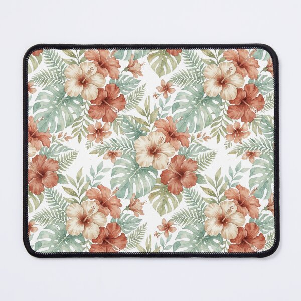 Item preview, Vintage Hawaiian Red Hibiscus and Sage Monstera Leaf Pattern designed and sold by warayut.
