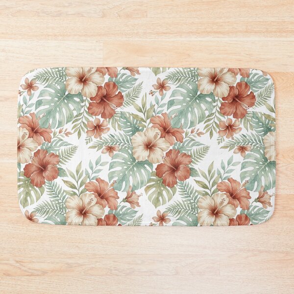 Item preview, Vintage Hawaiian Red Hibiscus and Sage Monstera Leaf Pattern designed and sold by warayut.