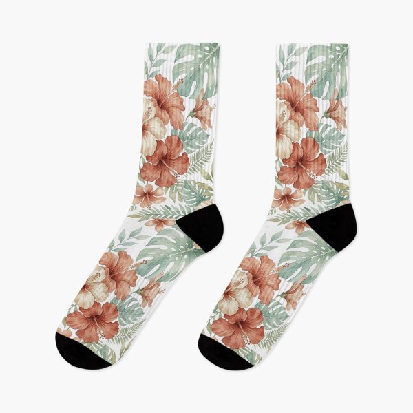 Item preview, Vintage Hawaiian Red Hibiscus and Sage Monstera Leaf Pattern designed and sold by warayut.