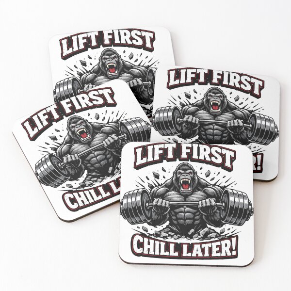 Item preview, Lift First Chill Later Angry Gorilla Weightlifting Barbell Gym designed and sold by Owcomm.