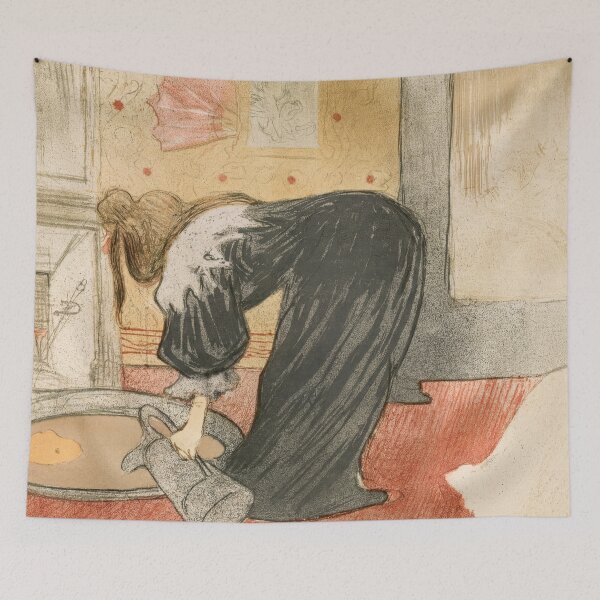 Item preview, Elles: Woman at the Tub by Henri de Toulouse-Lautrec | Belle Époque Bathing Woman Fine Art Print designed and sold by artofuniverse.