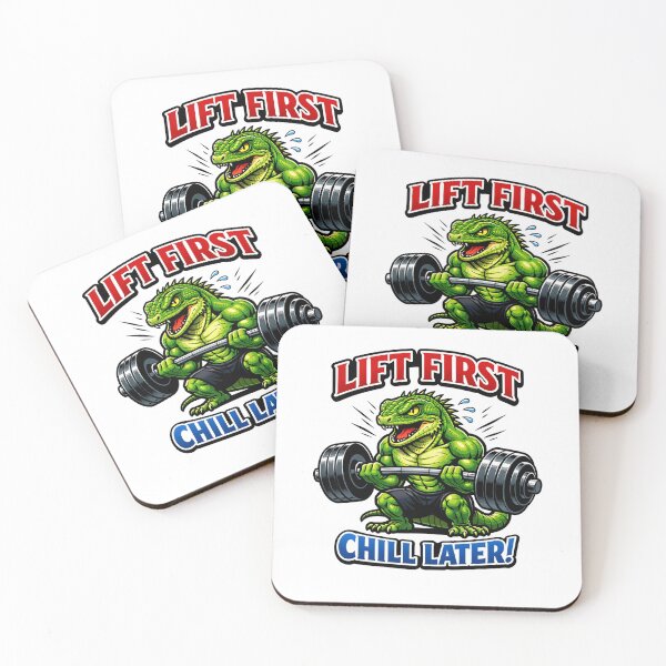 Item preview,  Lift First Chill Later Funny Lizzard Weightlifting Gym Illustration designed and sold by Owcomm.