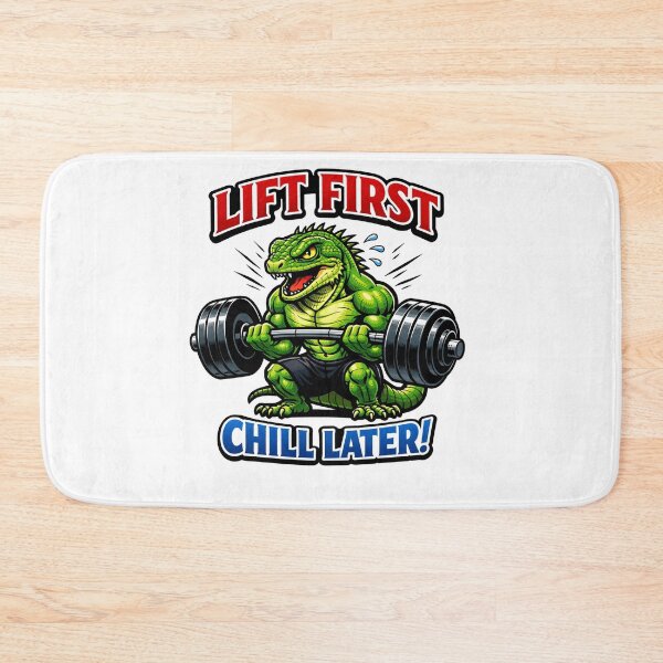 Item preview,  Lift First Chill Later Funny Lizzard Weightlifting Gym Illustration designed and sold by Owcomm.