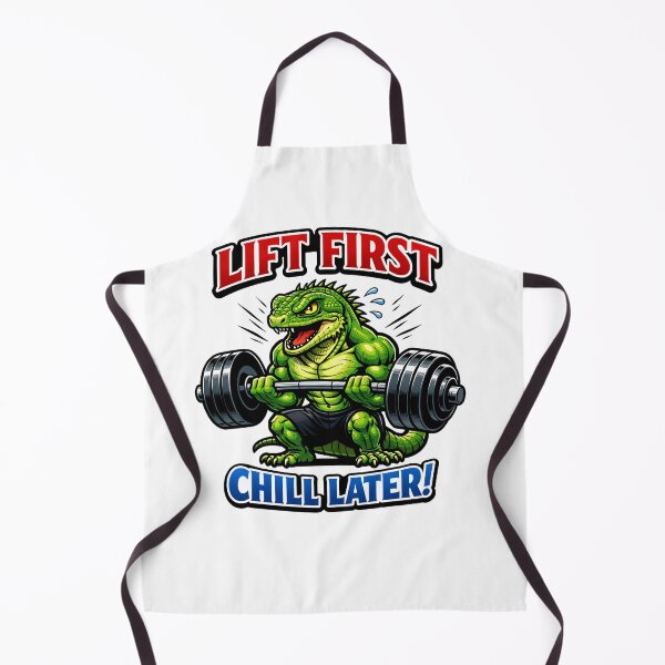 Item preview, Lift First Chill Later Funny Lizzard Weightlifting Gym Illustration designed and sold by Owcomm.