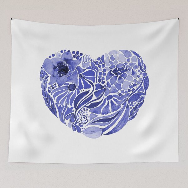 Item preview,  Navy Blue floral watercolor heart designed and sold by AlinaArt&Design.