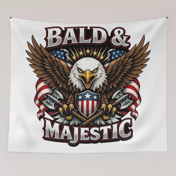 Item preview, Bald & Majestic American Eagle with USA Flag Shield and Axes Patriotic designed and sold by Owcomm.