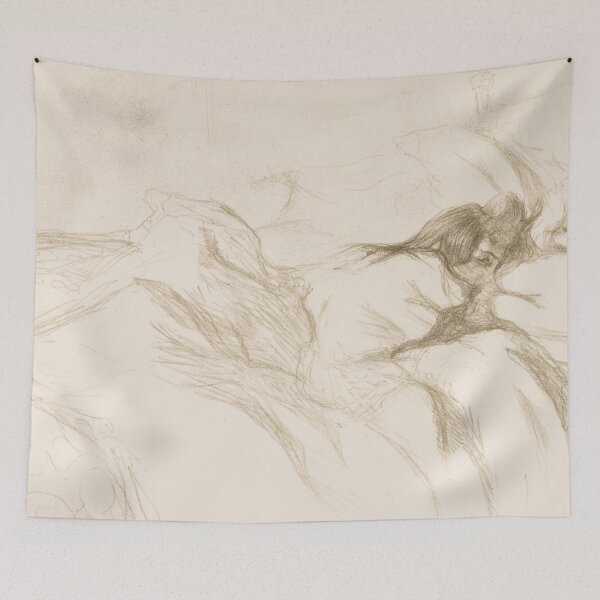 Item preview, Elles: Woman Sleeping by Henri de Toulouse-Lautrec | Intimate Belle Époque Bedroom Sketch Print designed and sold by artofuniverse.