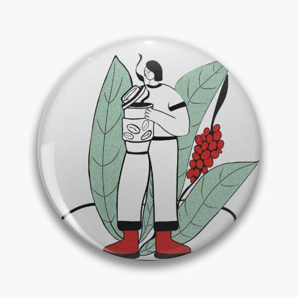 Item preview,  Sustainable coffee concept. A woman with a reusable cup surrounded by coffee plant leaves. Illustration with texture and grain of a coffee lover holding a giant takeaway cup and coffee berries. designed and sold by TaniaArtDesign.