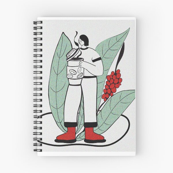 Item preview,  Sustainable coffee concept. A woman with a reusable cup surrounded by coffee plant leaves. Illustration with texture and grain of a coffee lover holding a giant takeaway cup and coffee berries. designed and sold by TaniaArtDesign.