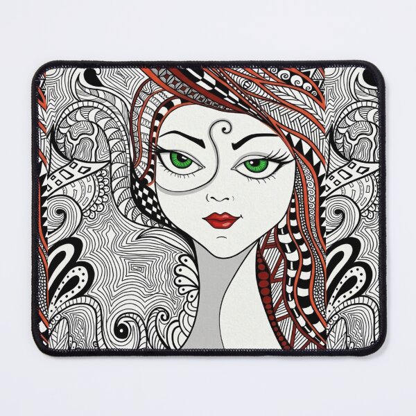 Item preview, Zentangle Girl with Emerald Eyes designed and sold by BABISKO ZEN ART.