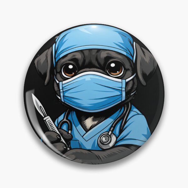 Item preview, Pug Surgeon Dog with Medical Mask and Scalpel designed and sold by Tsugraf Designs.