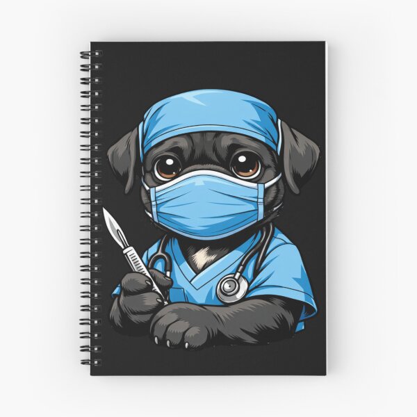 Item preview, Perro pug cirujano con mascarilla médica y bisturí. designed and sold by Tsugraf Designs.