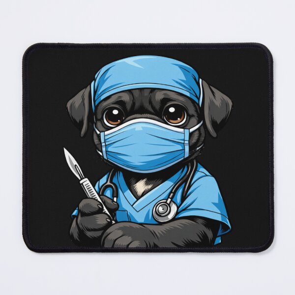Item preview, Pug Surgeon Dog with Medical Mask and Scalpel designed and sold by Tsugraf Designs.