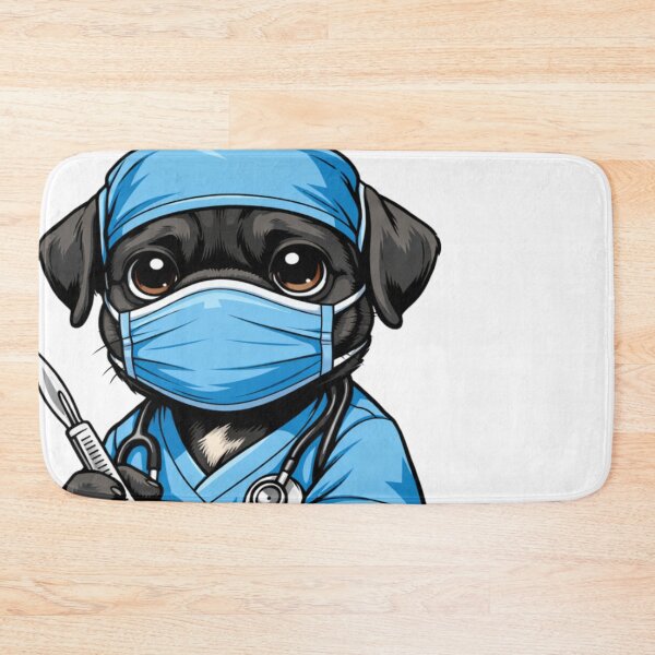 Item preview, Pug Surgeon Dog with Medical Mask and Scalpel designed and sold by Tsugraf Designs.