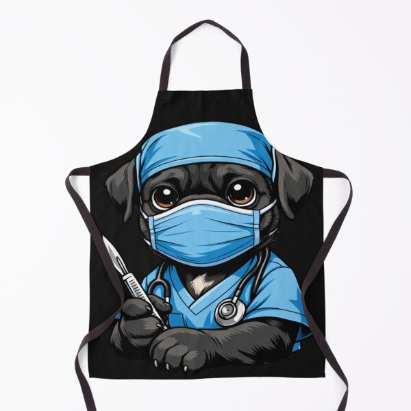 Item preview, Pug Surgeon Dog with Medical Mask and Scalpel designed and sold by Tsugraf Designs.