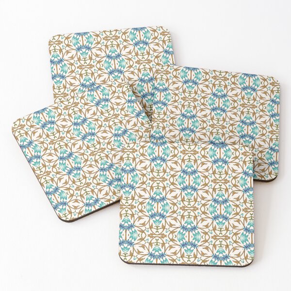 Item preview, Teal and Blue Floral Seamless Pattern, Vintage Botanical Repeat, Decorative Symmetrical Design designed and sold by GraceInNatureCo.