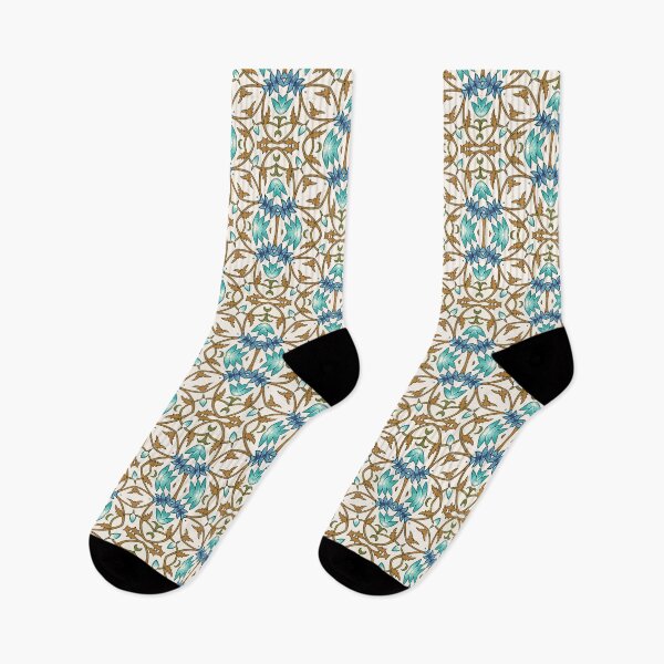 Item preview, Teal and Blue Floral Seamless Pattern, Vintage Botanical Repeat, Decorative Symmetrical Design designed and sold by GraceInNatureCo.