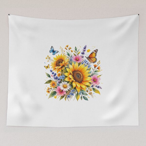 Item preview, Sunflower Bouquet with Butterflies – Bright Floral Aesthetic Design designed and sold by Erik Visnievskij.