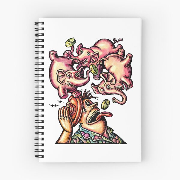 Item preview, hungover man with hot water bag is fed pills by flying pink elephants designed and sold by LisaHaney.