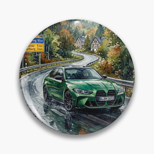 Item preview, Modern Green Car Cruising Along Famous Racetrack Route designed and sold by RevUpDesign.