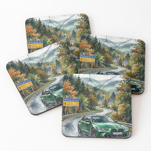 Item preview, Modern Green Car Cruising Along Famous Racetrack Route designed and sold by RevUpDesign.