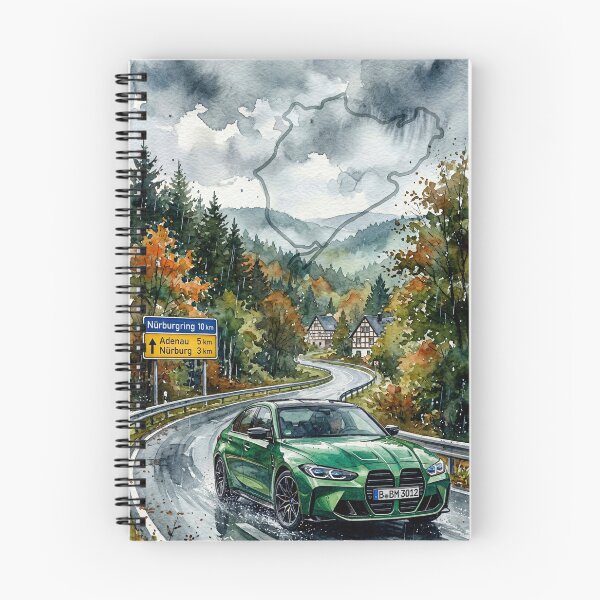Item preview, Modern Green Car Cruising Along Famous Racetrack Route designed and sold by RevUpDesign.