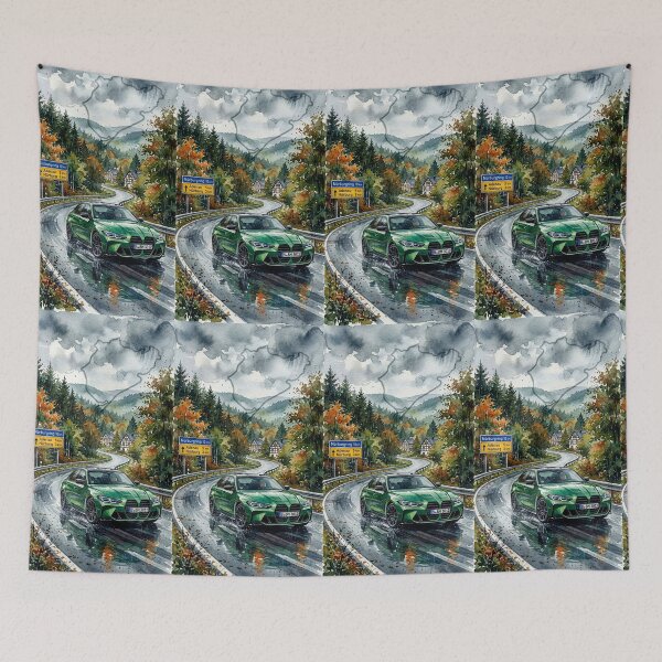 Item preview, Modern Green Car Cruising Along Famous Racetrack Route designed and sold by RevUpDesign.