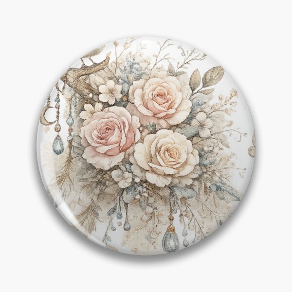 Item preview, Boho Floral Roses with Bird – Vintage Elegant Nature Design designed and sold by Erik Visnievskij.