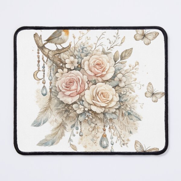 Item preview, Boho Floral Roses with Bird – Vintage Elegant Nature Design designed and sold by Erik Visnievskij.