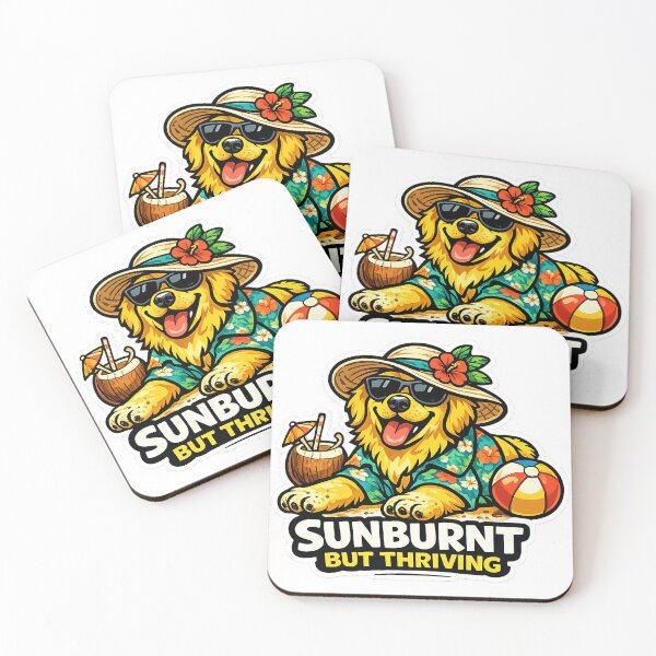Item preview, Funny Golden Retriever Sticker Sunburnt Vacation Gift designed and sold by Gentlestate.