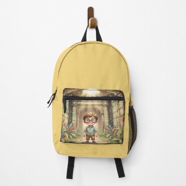 Item preview, Magical children's explorer in ancient ruins with glowing symbols and warm mystical light designed and sold by FotoworldEdel.