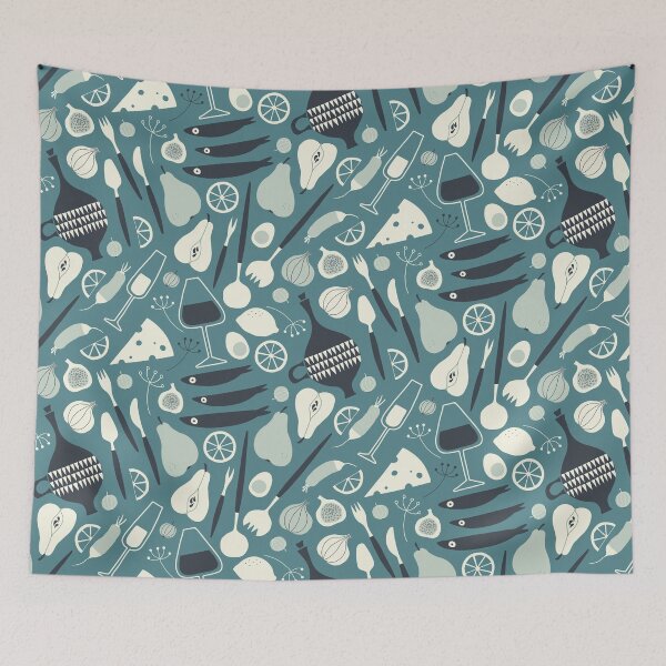 Item preview, Summer Picnic - teal, cream & charcoal designed and sold by Johanna Kindvall.