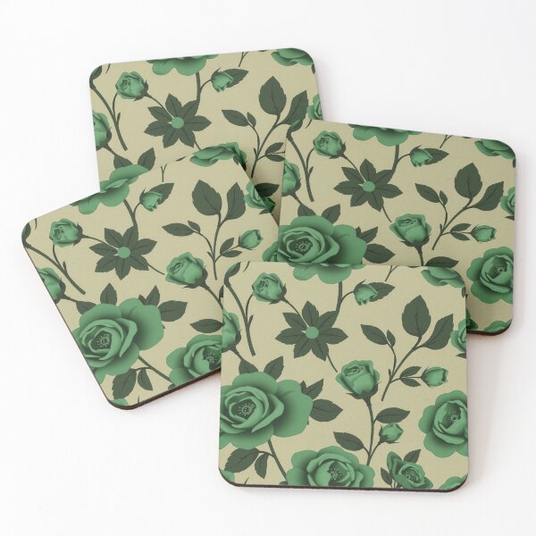 Item preview, Elegant Green Rose Seamless Pattern – Vintage Botanical Floral Design for Fabric, Wallpaper & Digital Prints designed and sold by ellecraftyowl.