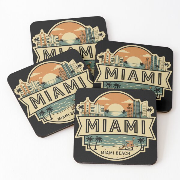 Item preview, Retro Miami Beach Florida Cityscape Vintage Travel Badge designed and sold by Imaginationbeyond.