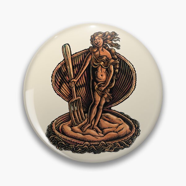 Item preview, beautiful Venus woman in a big clam or oyster shell with a giant fork designed and sold by LisaHaney.