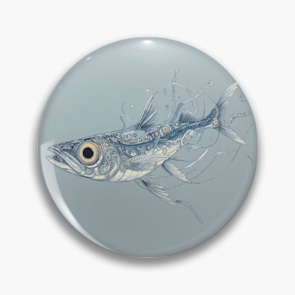 Item preview, Abstract Mechanical Fish Illustration Ocean Fantasy Line Art Design designed and sold by onubi.