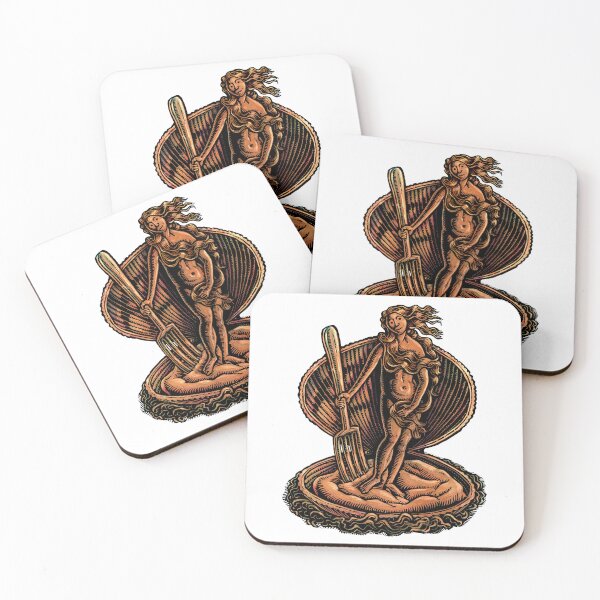 Item preview, beautiful Venus woman in a big clam or oyster shell with a giant fork designed and sold by LisaHaney.