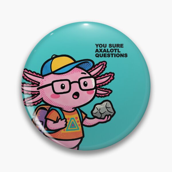 Item preview, You sure Axalotl Questions cute nerd pink tadpole with aztec shirt holding rock designed and sold by bard-art.