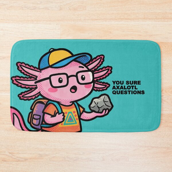 Item preview, You sure Axalotl Questions cute nerd pink tadpole with aztec shirt holding rock designed and sold by bard-art.